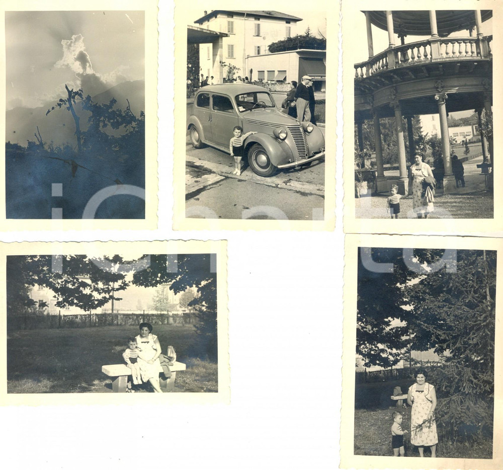 Fotografia d epoca originale 1951 BOARIO TERME BS Lotto 5 fotografie VINTAGE Madre con bambino in città 1