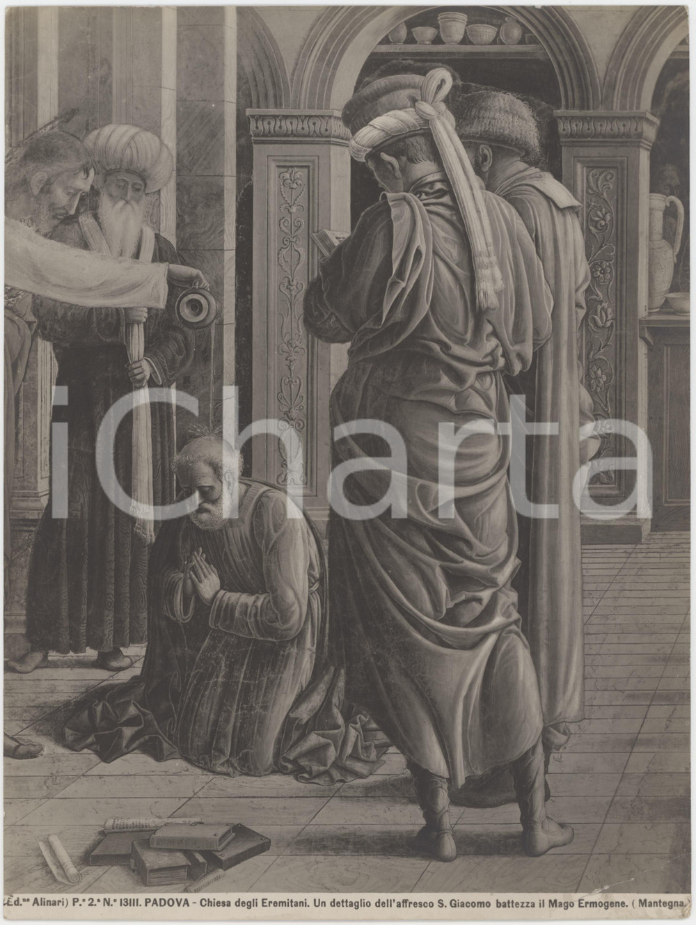 1910 ca PADOVA Chiesa Eremitani SAN GIACOMO di Andrea MANTEGNA Foto ALINARI Fotografia originale d'epoca.  FAIR/discreto Smussature agli angoli, profonda piegatura all'angolo inferiore destro Formato: 19x24 originale e autentica 1