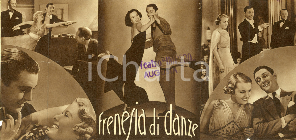 Materiale pubblicitario d’epoca 1936 FRENESIA DI DANZE Dancing feet Ben LYON Joan MARSH Movie Volantino 1