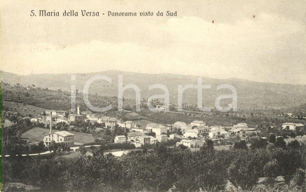 Cartolina originale da collezione 1920 ca SANTA MARIA DELLA VERSA (PV) Panorama del paese visto da sud * FP VG 1