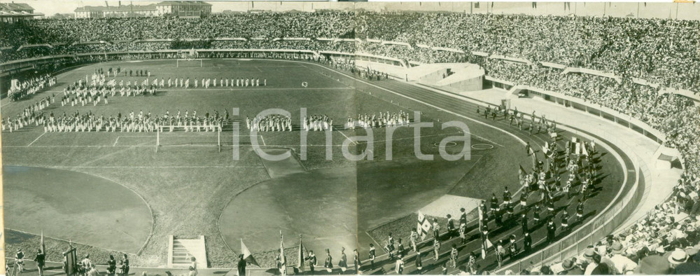 Fotografia d epoca originale 1933 TORINO Imponente carosello storico Giochi Mondiali Foto DOPPIA DANNEGGIATA 1