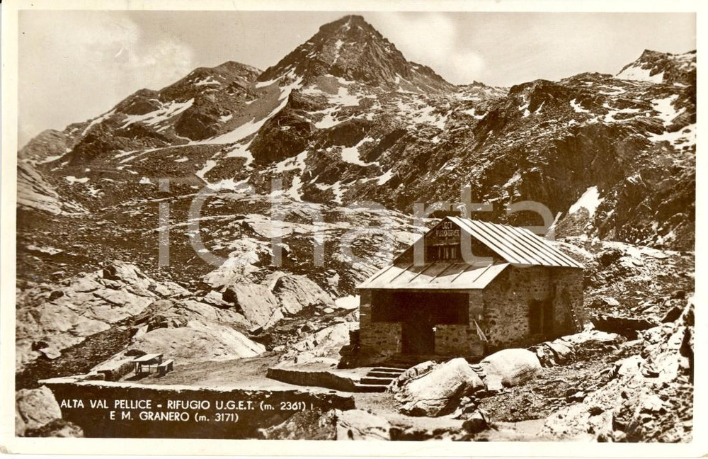 Cartolina originale da collezione 1930 ca BOBBIO PELLICE TO Veduta rifugio UGET e monte GRANERO Cartolina FP VG 1