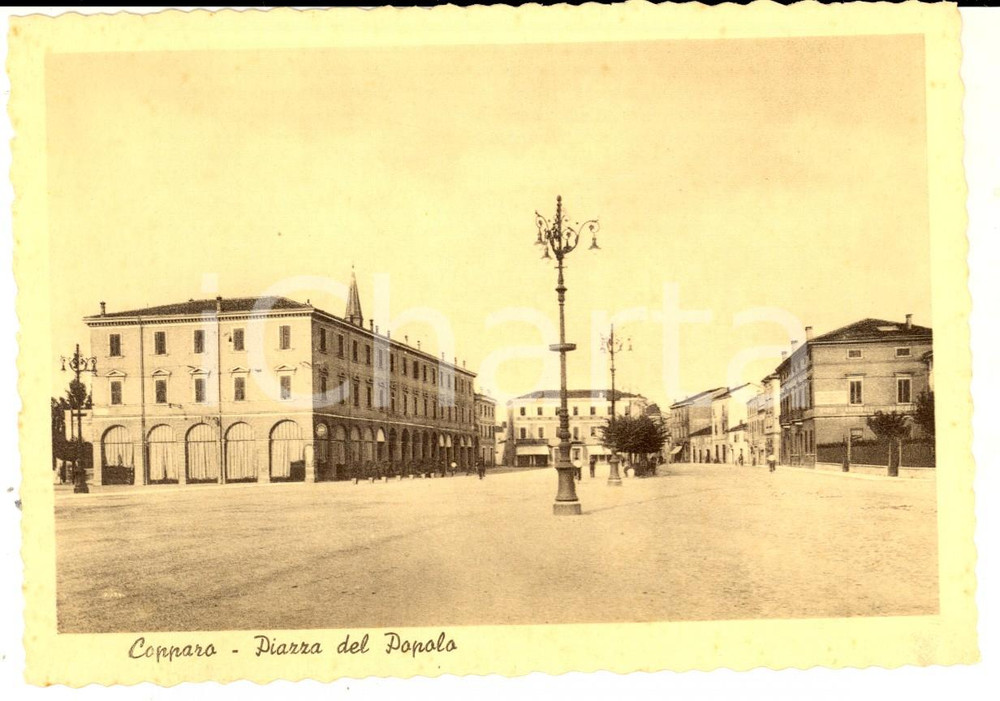 Cartolina originale da collezione 1950 ca COPPARO FE Veduta di Piazza del Popolo Cartolina postale FG NV 1