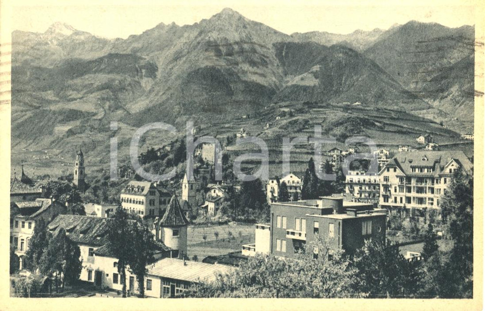 Cartolina originale da collezione 1950 MERANO BZ Panorama generale Cartolina postale FP VG 1