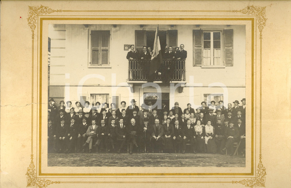Fotografia d epoca originale 1919 RIVA VALDOBBIA VC Festa degli ex combattenti WW1 all Albergo GUGLIELMINA 1
