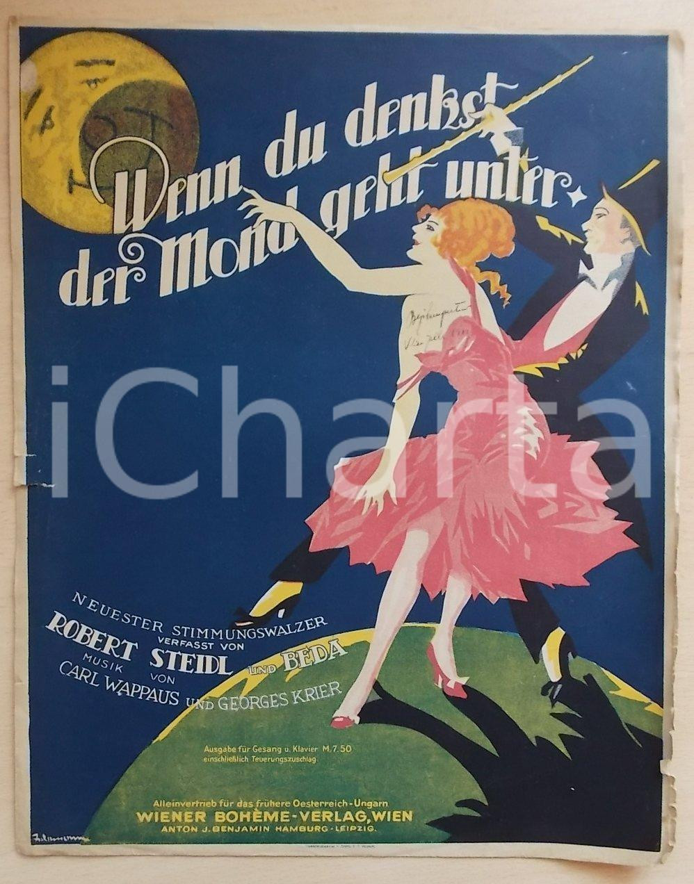 Oggetto da collezione cartaceo 1921 STEIDL BEDA  KAPPAUS KRIER Wenn du denkst der Mond geht unter Partitura 1