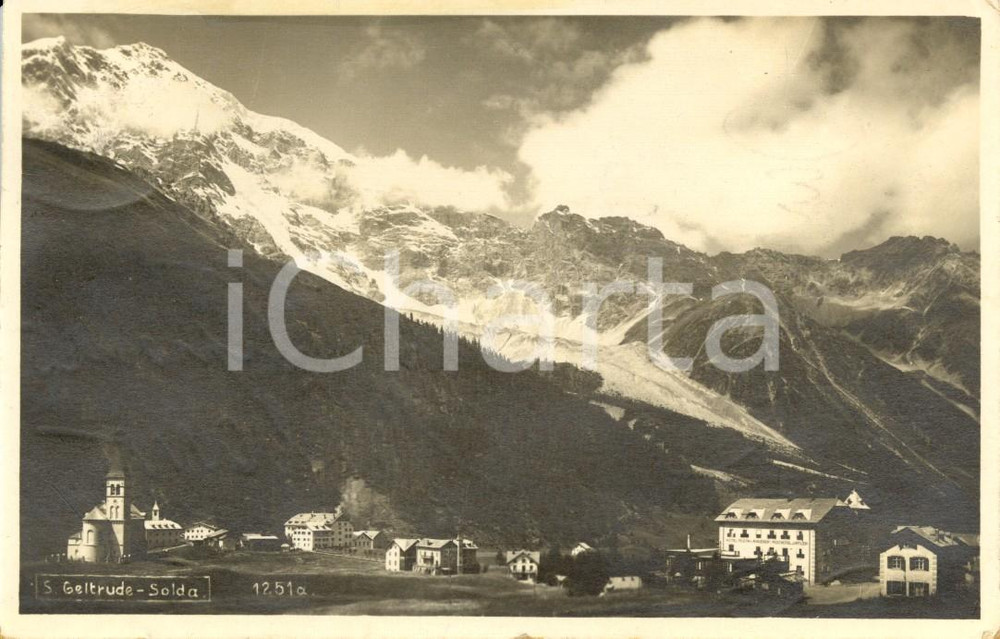 Cartolina originale da collezione 1928 STELVIO (BZ) Veduta frazione SAN GERTRUDE IN SOLDA *Cartolina postale FP VG 1