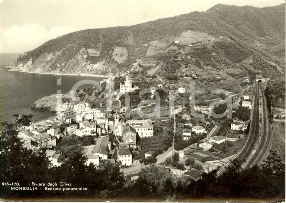 Cartolina originale da collezione 1962 MONEGLIA GE Veduta panoramica dell abitato Cartolina postale FG VG 1