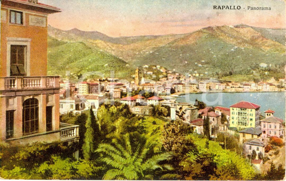 Cartolina originale da collezione 1930 ca RAPALLO (GE) Veduta panoramica del paese *Cartolina postale FP NV 1