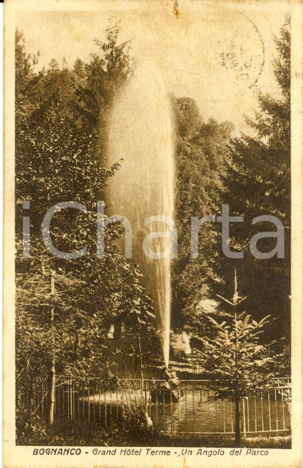 Cartolina originale da collezione 1930 BOGNANCO (VB) Un angolo del parco del Grand Hotel TERME *Cartolina FP VG 1