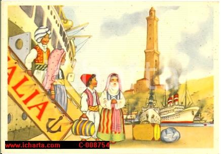 Cartolina originale da collezione 1951 MILANO Turchi e indiani per Cristoforo COLOMBO Casa MAMMA DOMENICA Illustr. 1