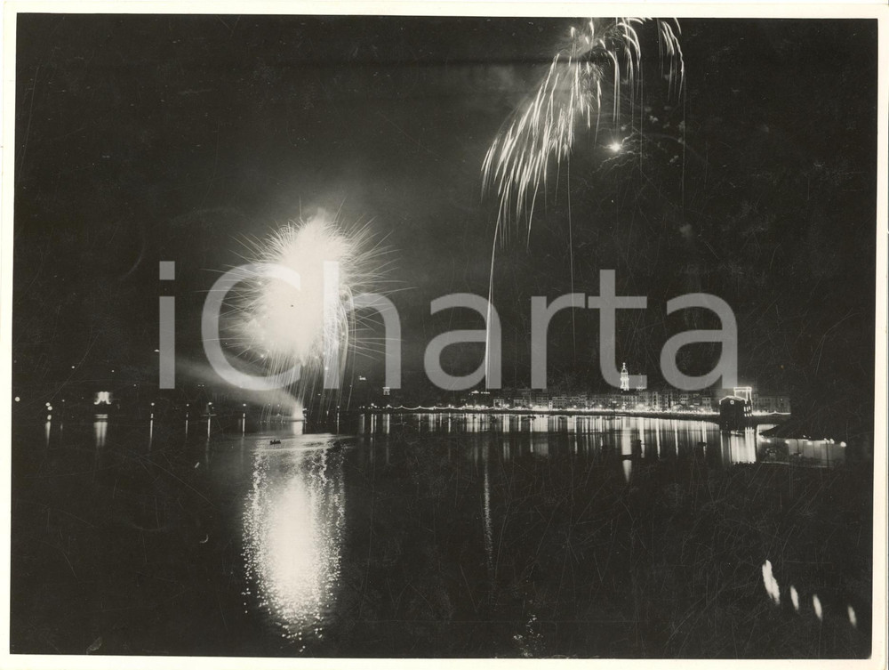 1953 GENOVA Celebrazioni Colombiane - Fuochi d'artificio sul mare - Foto 24x18