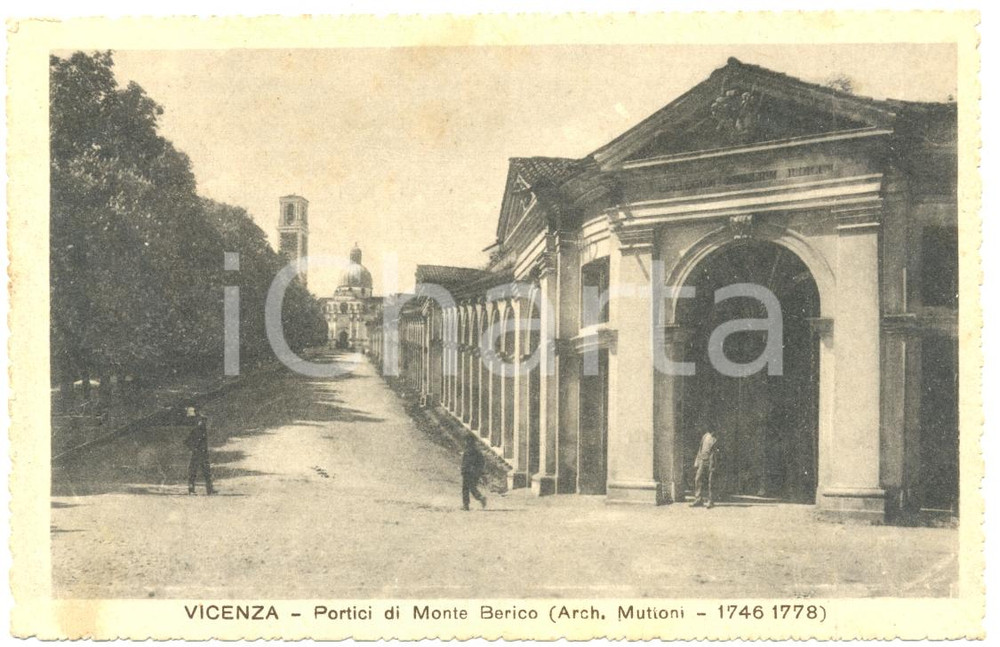 Cartolina originale da collezione 1920 VICENZA Portici di Monte BERICO di FRANCESCO MUTTONI ANIMATA FP VG 1