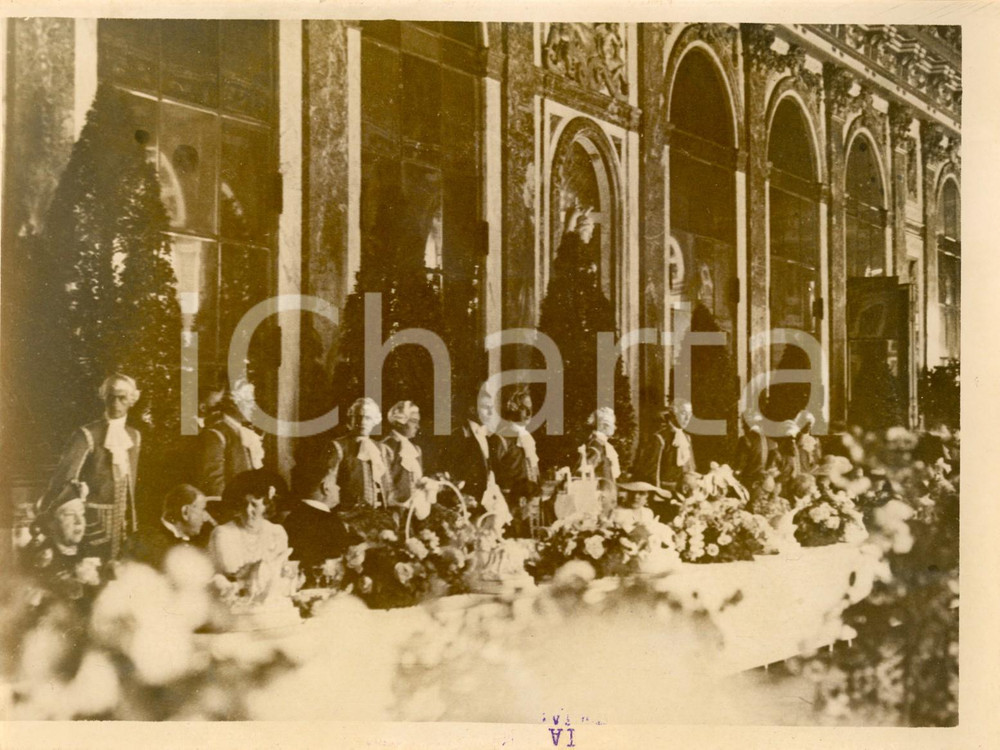 Fotografia d epoca originale 1938 VERSAILLES Albert LEBRUN GIORGIO VI Elizabeth BOWESLYON Galleria Specchi 1