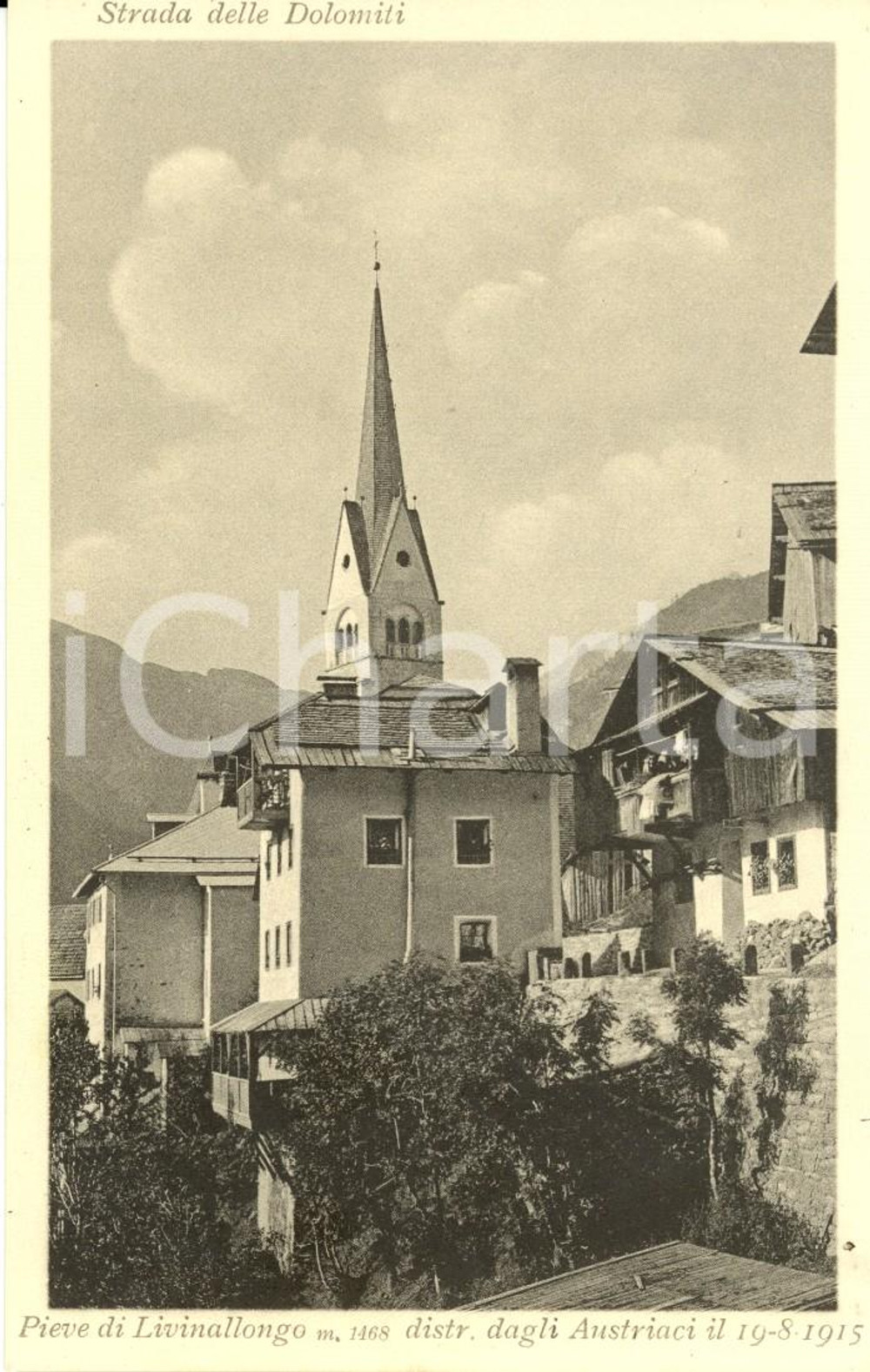 Cartolina originale da collezione 1940 ca PIEVE DI LIVINALLONGO (BL) Veduta del paese con campanile *Cartolina FP 1