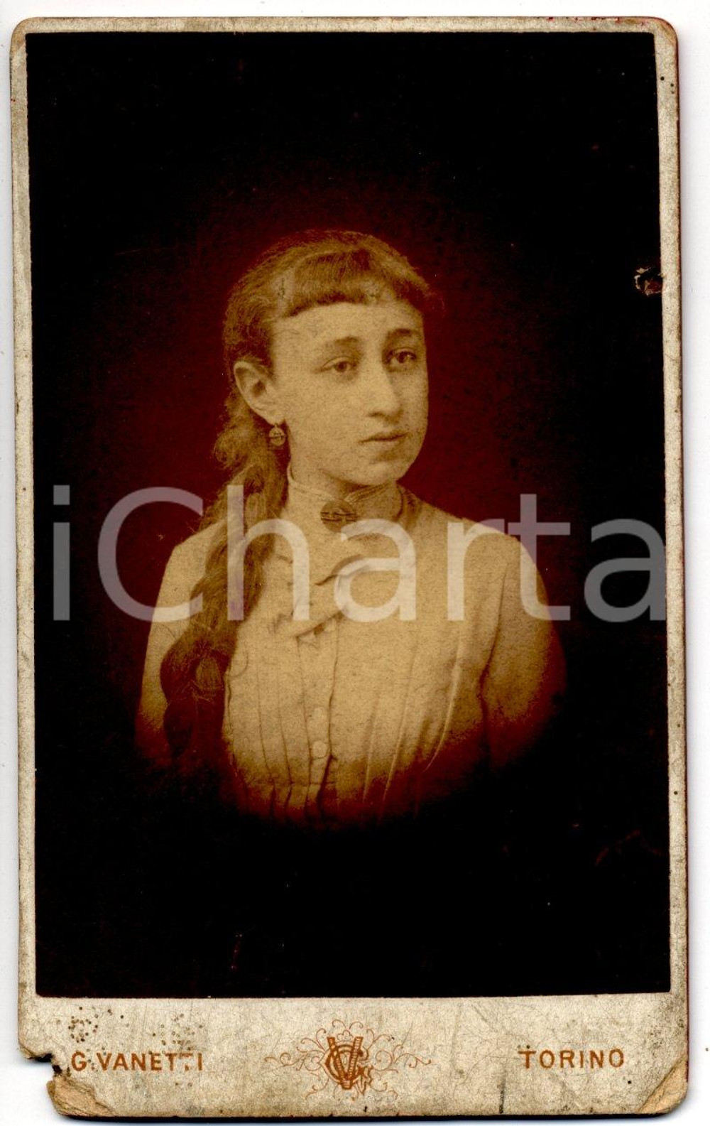 Fotografia d epoca originale 1880 TORINO Ritratto Daria GRISI DELLA PIE  bambina  Foto CDV 1