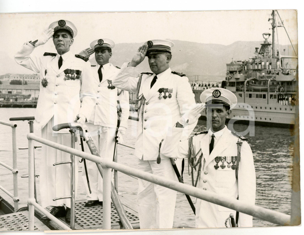 1955 NAVE GEORGES LEYGUES Ammiraglio Philippe AUBOYNEAU comandante forze navali