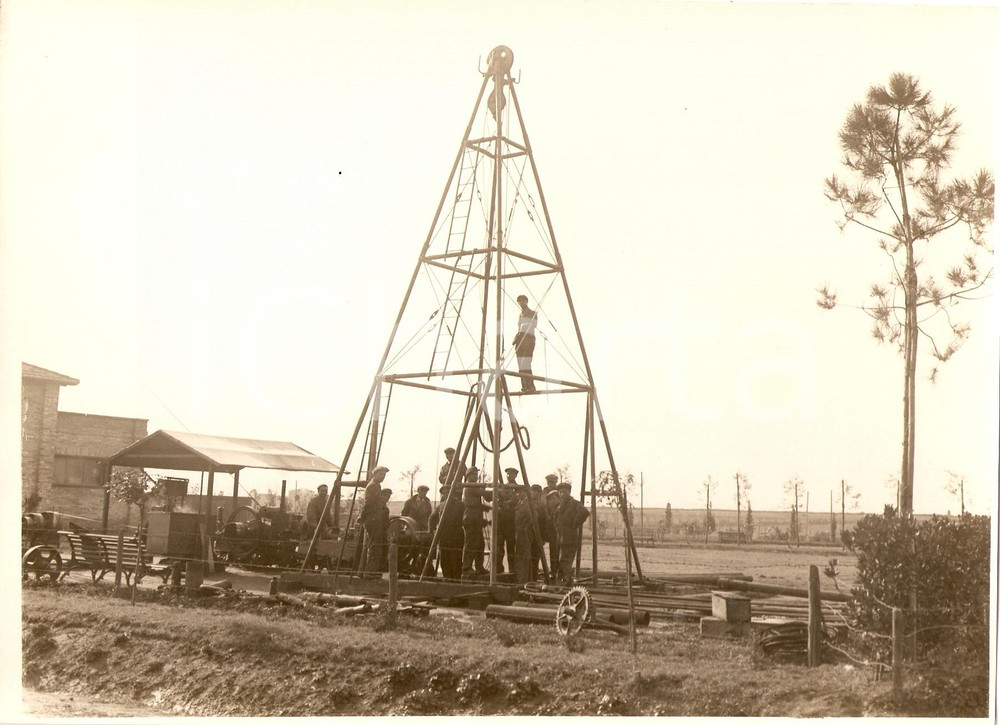 Fotografia d'epoca originale 1930 circa PADOVA? Perforatrice a percussione BONARIVA 1