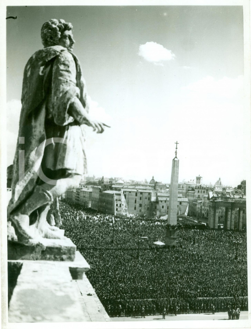Fotografia d epoca originale 1939 ROMA Piazza SAN PIETRO gremita per incoronazione PIO XII nuovo papa FOTO 1