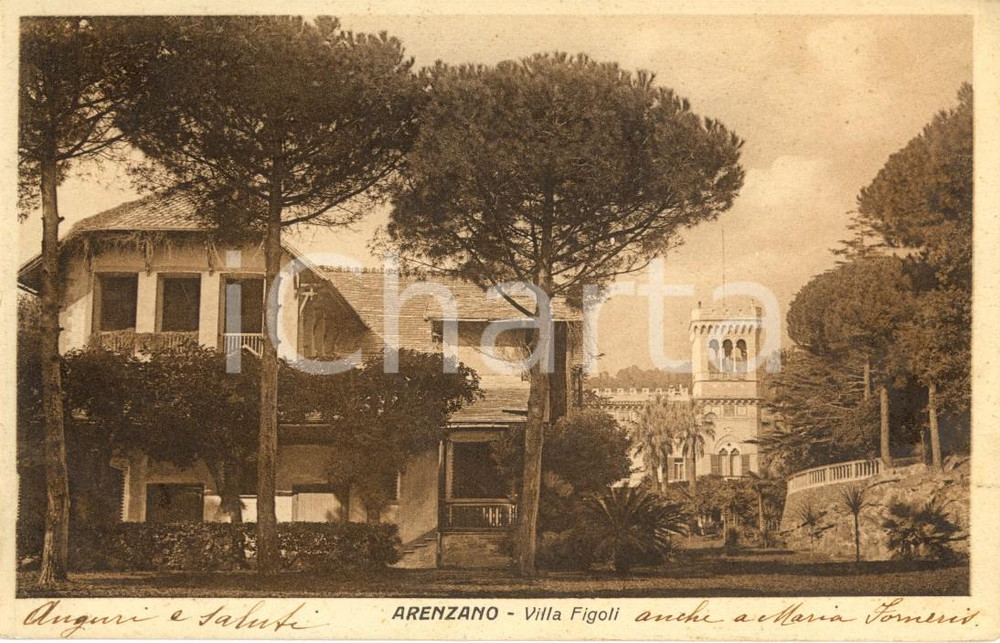 Cartolina originale da collezione 1930 ARENZANO GE Veduta di Villa FIGOLI Cartolina postale FP VG 1