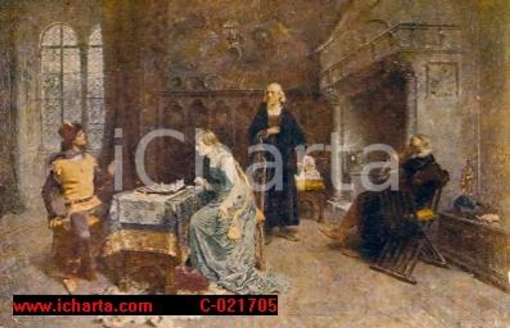 Cartolina originale da collezione 1925 Domenico INDUNO La partita a scacchi *Cartolina postale ILLUSTRATA  FP VG 1