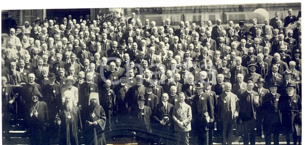 Fotografia d epoca originale 1925 STOCCOLMA Congresso Ecumenico VITA E AZIONE  Foto partecipanti 17 x 8 1