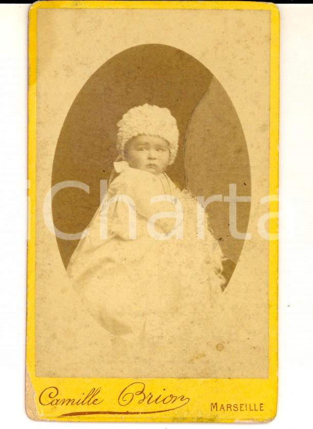 Fotografia d epoca originale 1882 MARSEILLE Portait d enfant au BaptÃªme Photo Camille BRION CDV RARE 1
