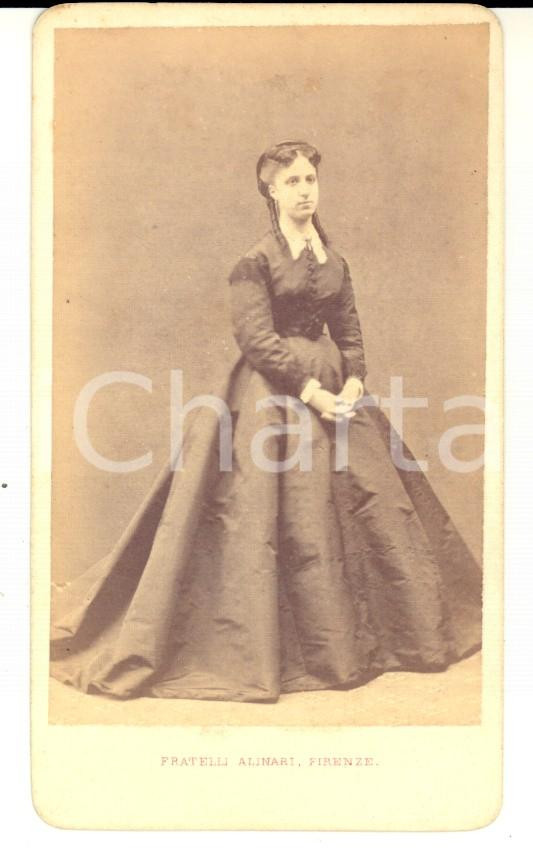Fotografia d epoca originale 1865 ca FIRENZE Nobildonna in abito scuro Fotografia Fratelli ALINARI 1