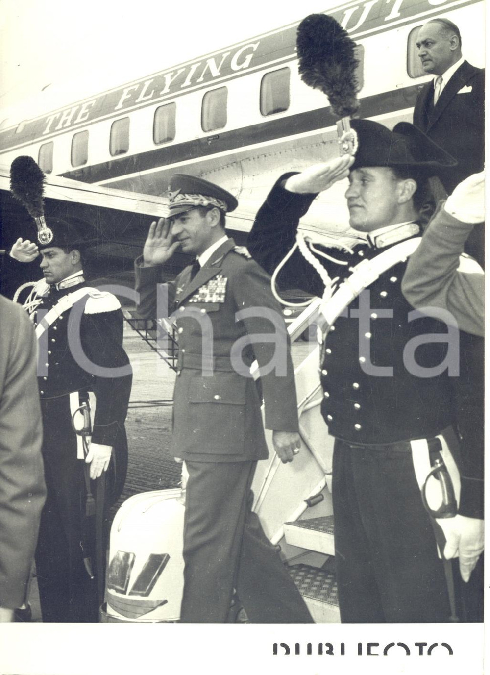 1957 NAPOLI Aeroporto CAPODICHINO Arrivo Mohammad Reza PAHLAVI shah di Persia