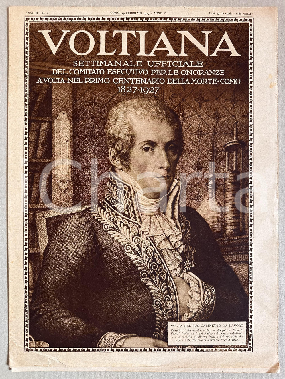 Giornale, rivista storica 1927 COMO Rivista VOLTIANA Programma sezione elettrotecnica Anno II nÂ° 2 1