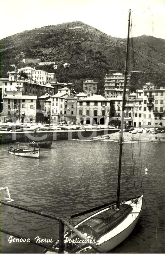 Cartolina originale da collezione 1960 GENOVA NERVI Barca GIAMIA al PORTICCIOLO Cartolina ANIMATA FP VG 1