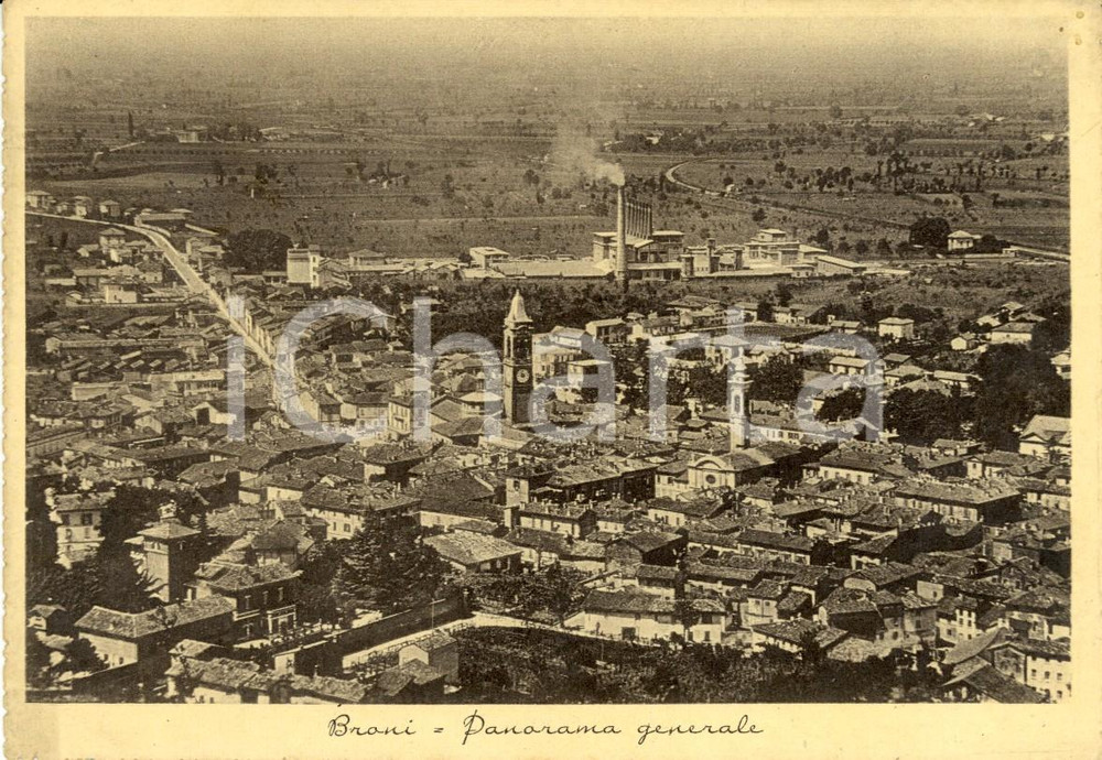 Cartolina originale da collezione 1937 BRONI (PV) Panorama generale della cittÃ  *Cartolina postale FG VG 1