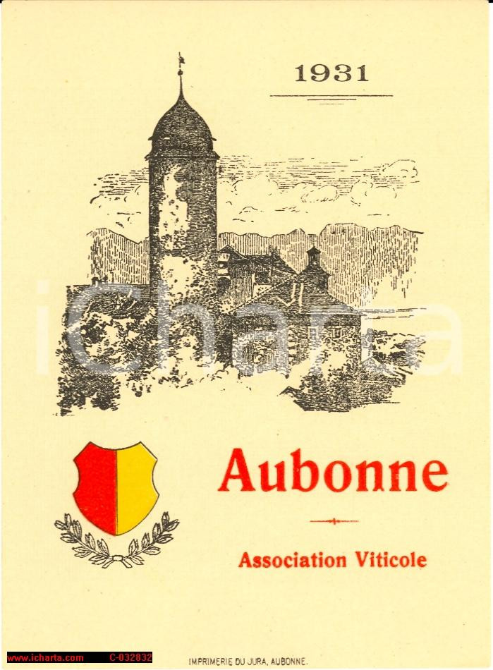 Oggetto da collezione cartaceo 1931 Aubonne - Association Viticole ETICHETTA 1
