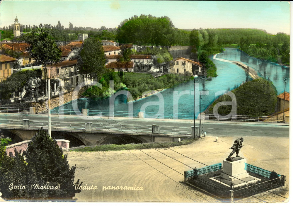 Cartolina originale da collezione 1959 GOITO MN Veduta panoramica della cittÃ  Cartolina FG VG 1