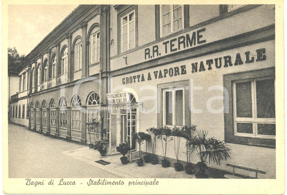 Cartolina originale da collezione 1938 BAGNI DI LUCCA LU Le REGIE TERME con grotta a vapore Cartolina FG NV 1