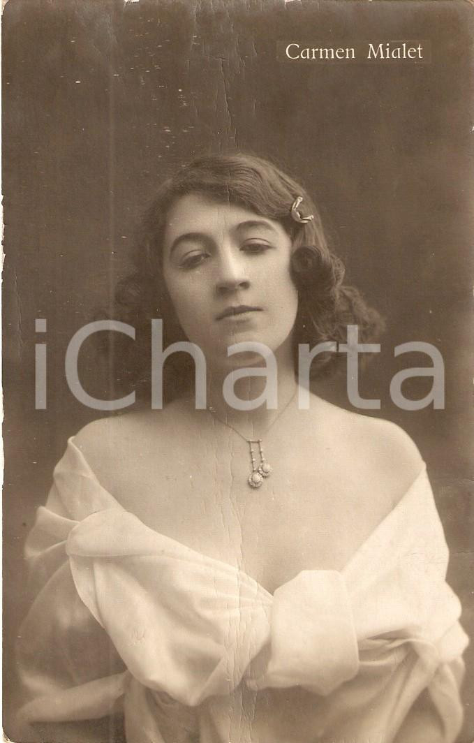 Cartolina originale da collezione 1925 ca CINEMA Carmen MIALET Ritratto attrice Cartolina FP NV 1