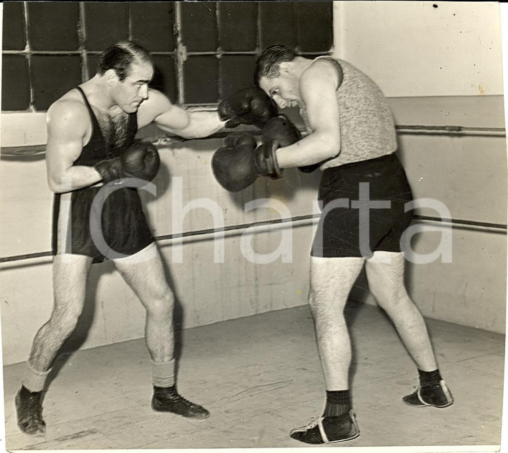 Fotografia d'epoca originale 1941 MILANO BOXE Due pugili in allenamento *Fotografia 13x12 cm 1