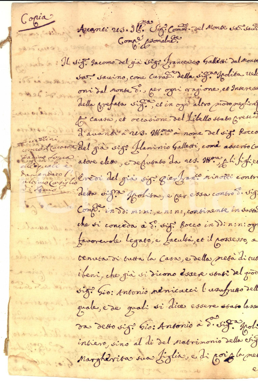 1677 AREZZO Lite Ippolita VELTRONI per eredità Pierfrancesco MINOZZI Manoscritto