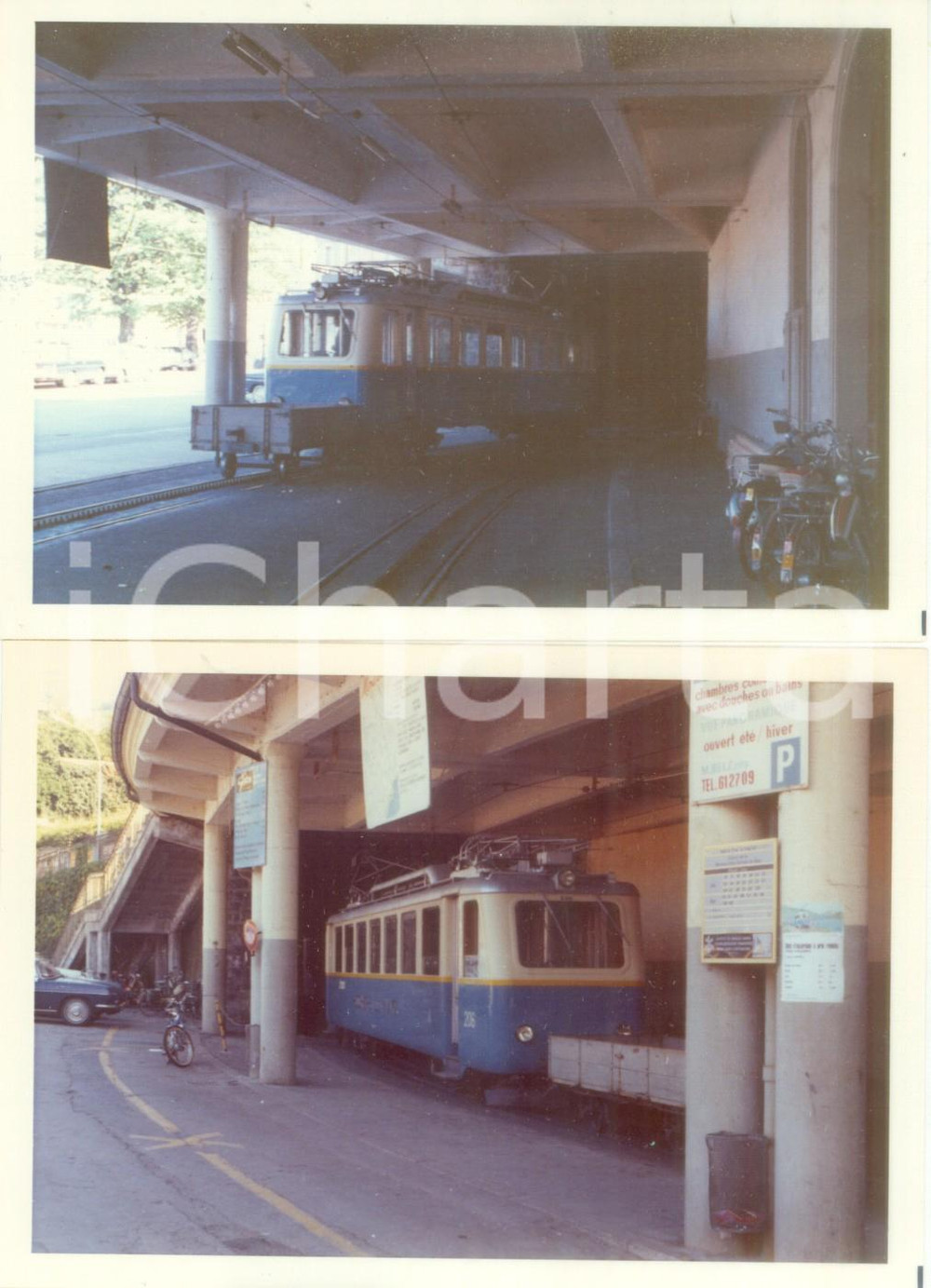 Fotografia d epoca originale 1975 ca SVIZZERA Ferrovia MONTREUX  GLION Locomotiva 206 Lotto 2 fotografie 1