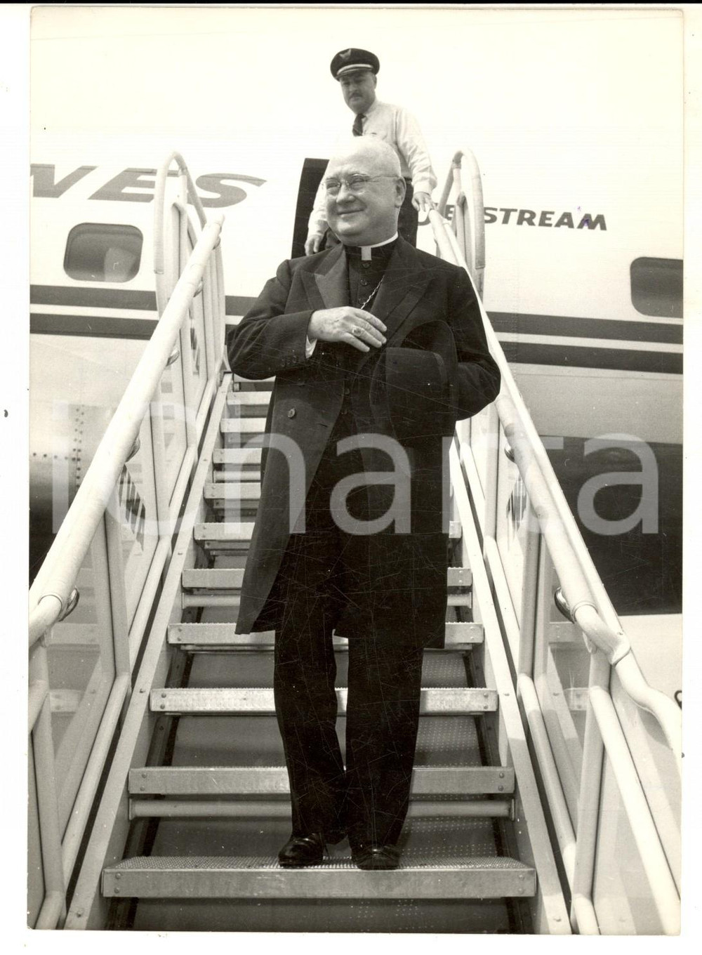 Fotografia d epoca originale 1957 ROMA Cardinale Francis SPELLMAN in Italia per le sue nozze d argento 1
