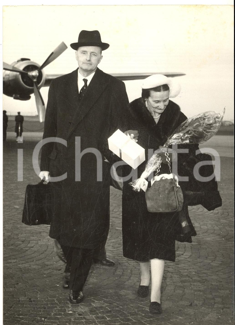 1957 ROMA CIAMPINO Ambasciatore Manlio BROSIO al rientro da Washington *Foto