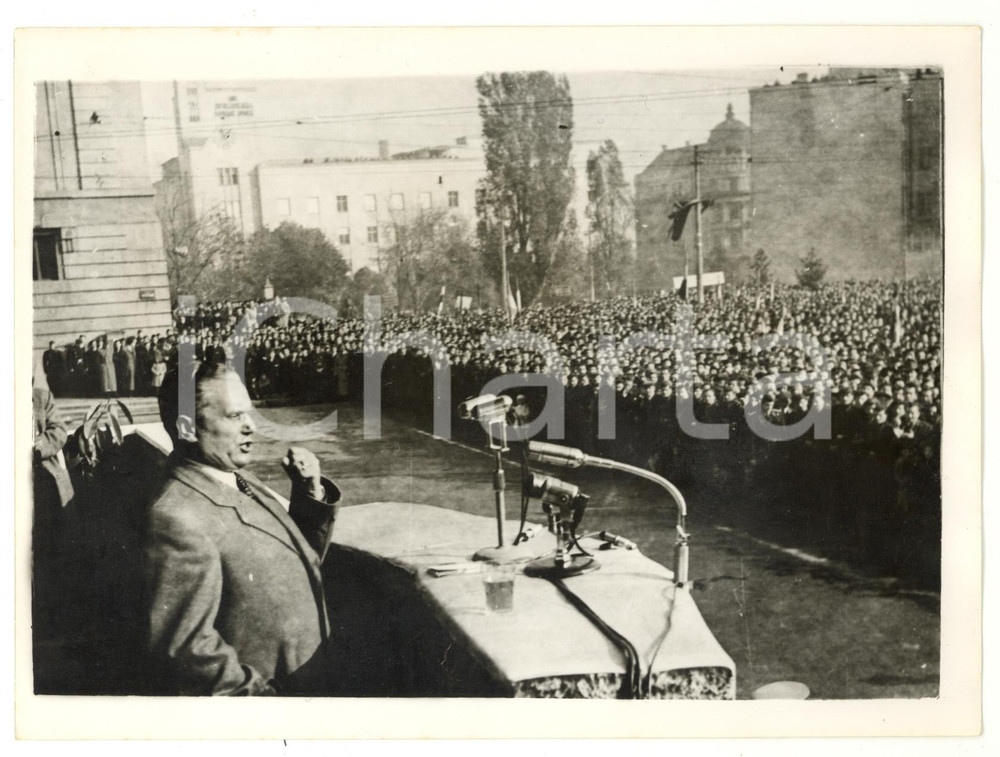 1953 BELGRADE Marshal Josip TITO making his speech to a vast audience *Photo