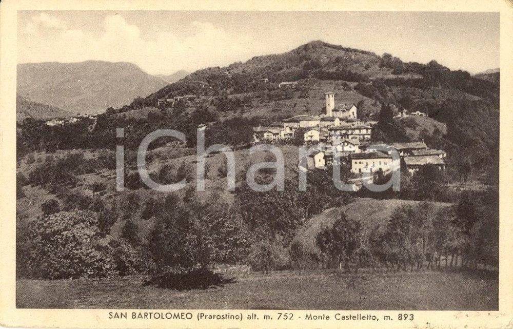 Cartolina originale da collezione 1930 ca PRAROSTINO (TO) Veduta SAN BARTOLOMEO e Monte CASTELLETTO *Cartolina NV 1