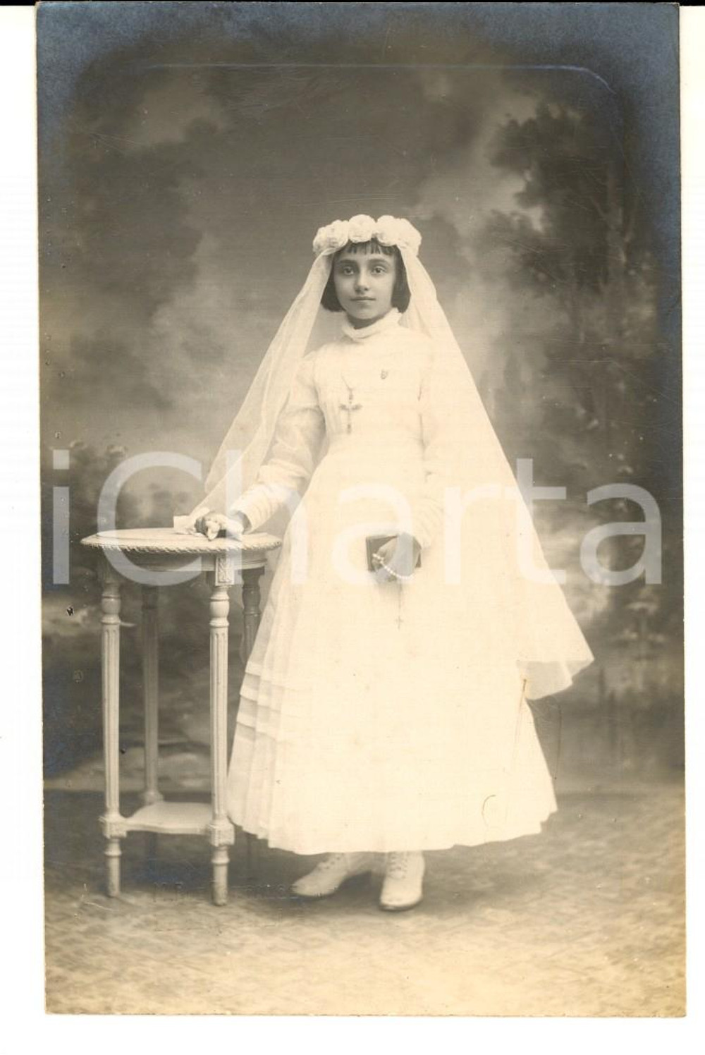 Fotografia d epoca originale 1919 MARSEILLE PremiÃ¨re Communion de la petite RenÃ©e Photo carte BONTROND 1