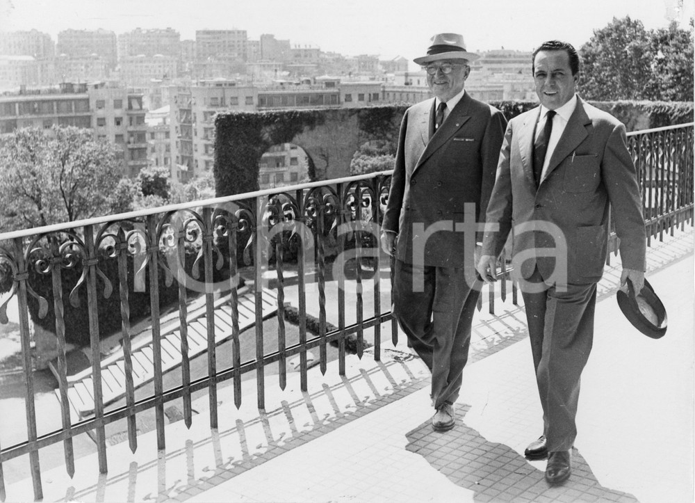 Fotografia d epoca originale 1958 GENOVA Harry TRUMAN in visita con il marchese Giuseppe LERCARO 1 Foto 1