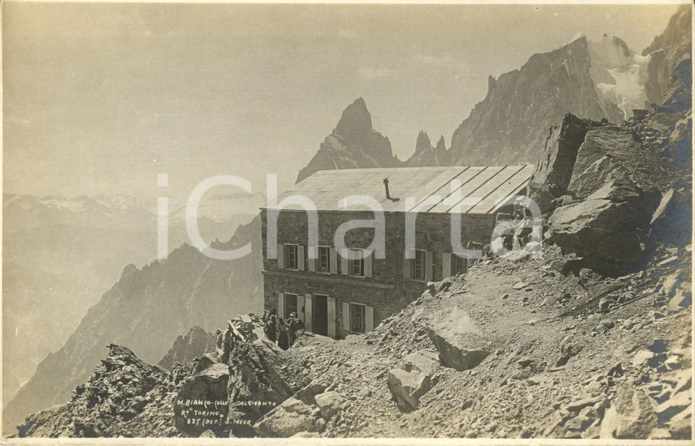 Cartolina originale da collezione 1930 ca MONTE BIANCO AO Rifugio TORINO al colle del GIGANTE Cartolina ANIMATA 1