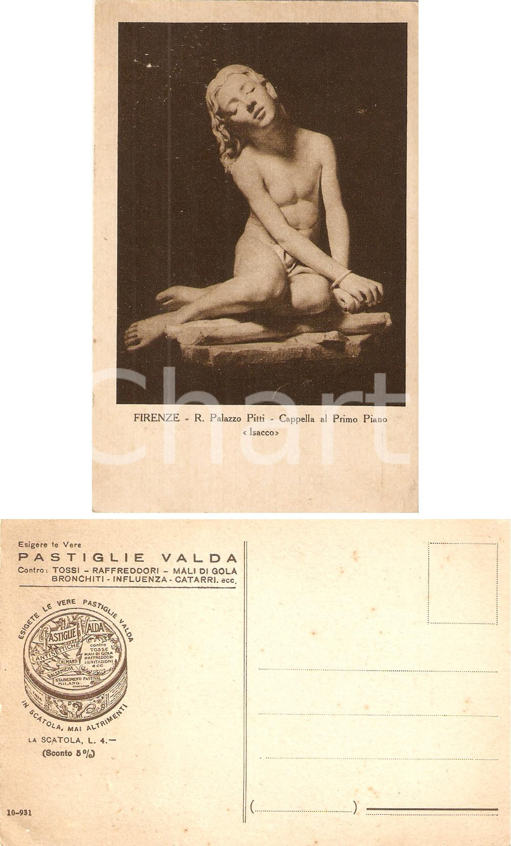 Cartolina originale da collezione 1931 RIMINI Palazzo Pitti Statua di Isacco Pastiglie VALDA Cartolina FP NV 1