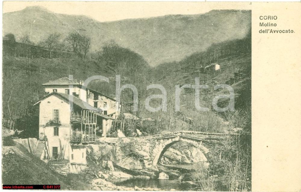 Cartolina originale da collezione 1920 CORIO TO Ponte sul MALONE al Molino dell'Avvocato 1