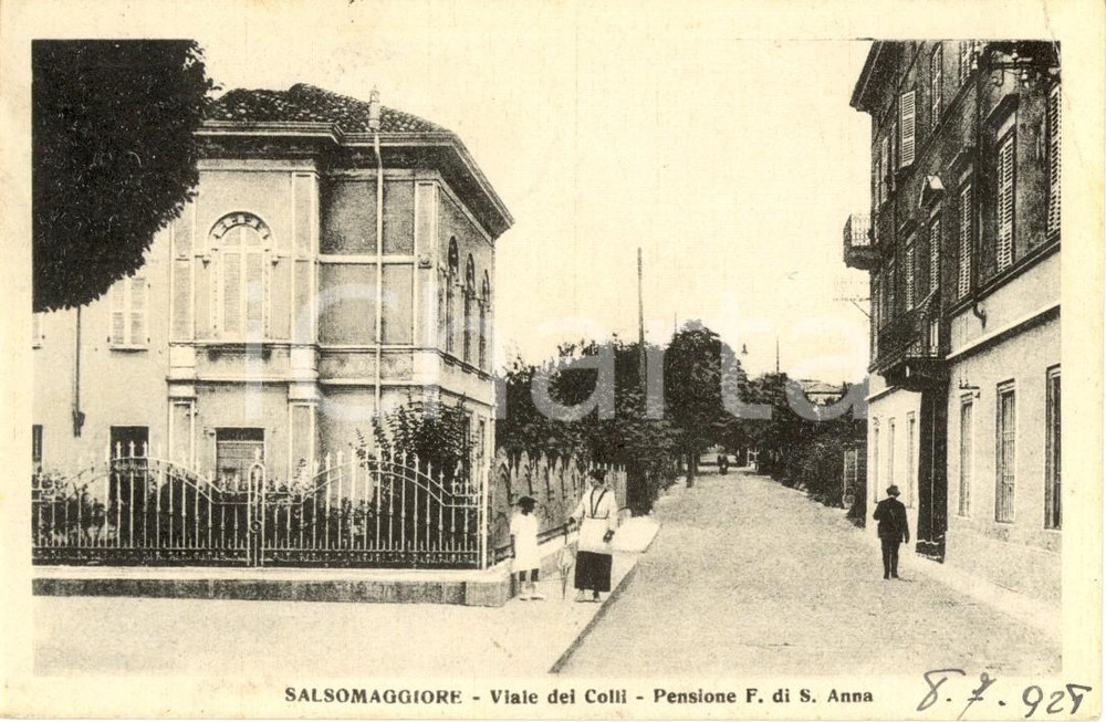 Cartolina originale da collezione 1928 SALSOMAGGIORE TERME PR Viale dei COLLI e Pensione ANNA ANIMATA FP VG 1