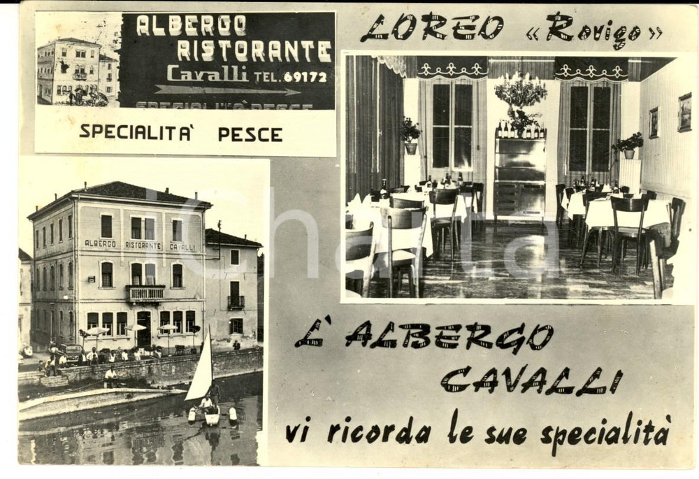Cartolina originale da collezione 1960 ca LOREO RO Albergo ristorante CAVALLI  Vedutine Cartolina FG NV 1